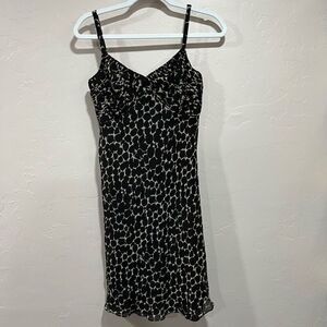 ANN TAYLOR womens size 4P silk brown tan floral crepe sleeveless dress